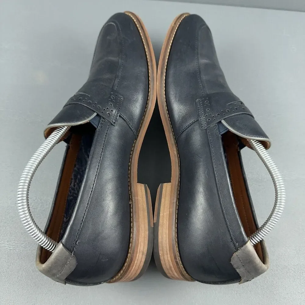 Johnston & Murphy Warner Penny Loafers Mens Sz 8.5 Navy Blue Sheepskin 20-5819